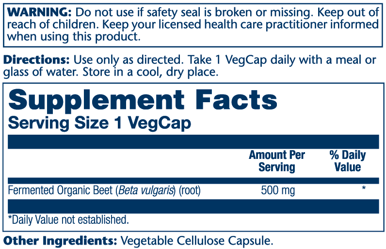 Organic Fermented Beet Root 500mg 100 Count