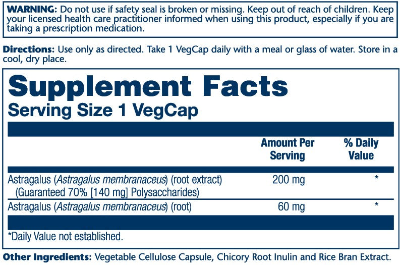 Astragalus Root Extract 200mg 30 Count