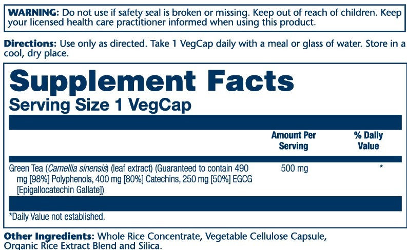 Green Tea Extract 500mg 30 Count