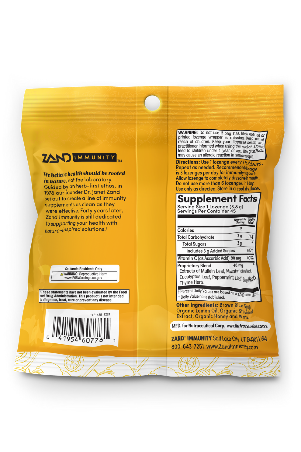 Lemon Honey Lozenges 45 Count