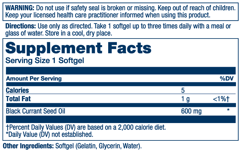 Black Currant Seed Oil 600mg 90 Count