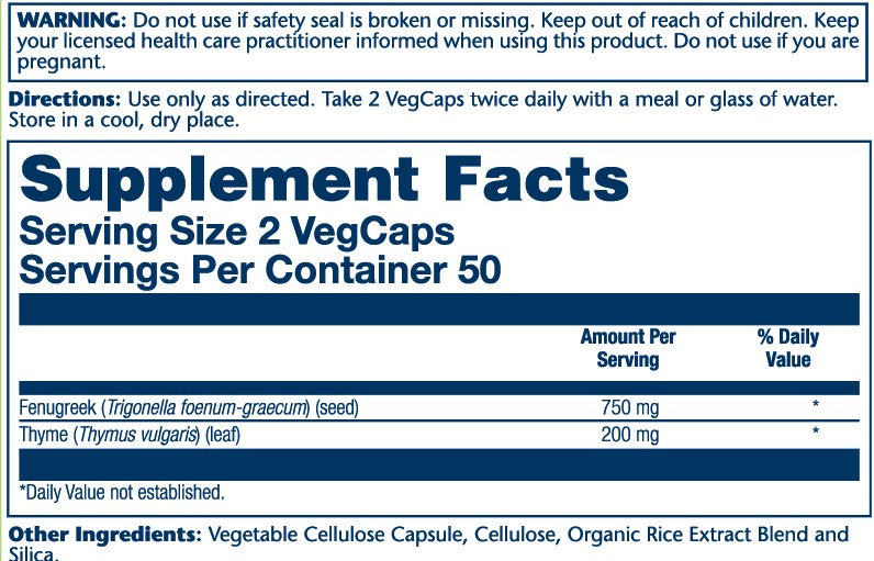 Fenugreek And Thyme 950mg 100 Count