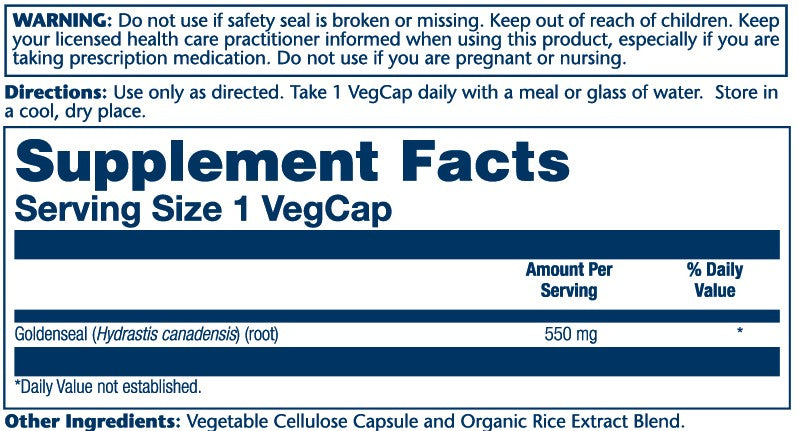 Goldenseal Root 550mg 50 Count