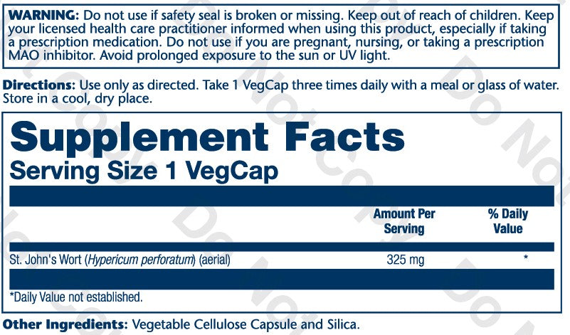 St Johns Wort 325mg 100 Count