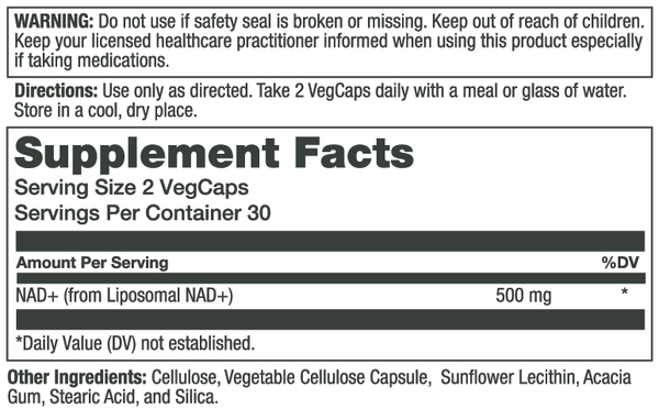 Liposomal NAD+ 500mg 60 Count