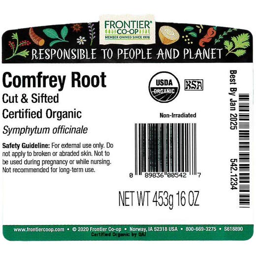Comfrey Root Cut & Sifted Certified Organic