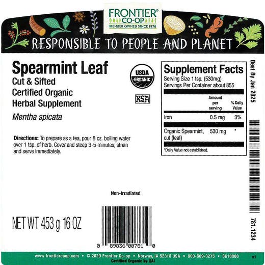 Spearmint Leaf C/S Organic