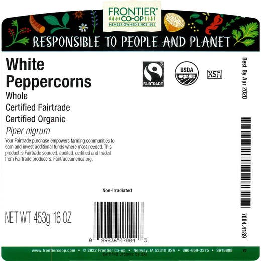 Peppercorns Whole White (Bulk) C/O