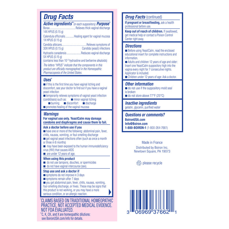 YeastCalm Vaginal Suppositories