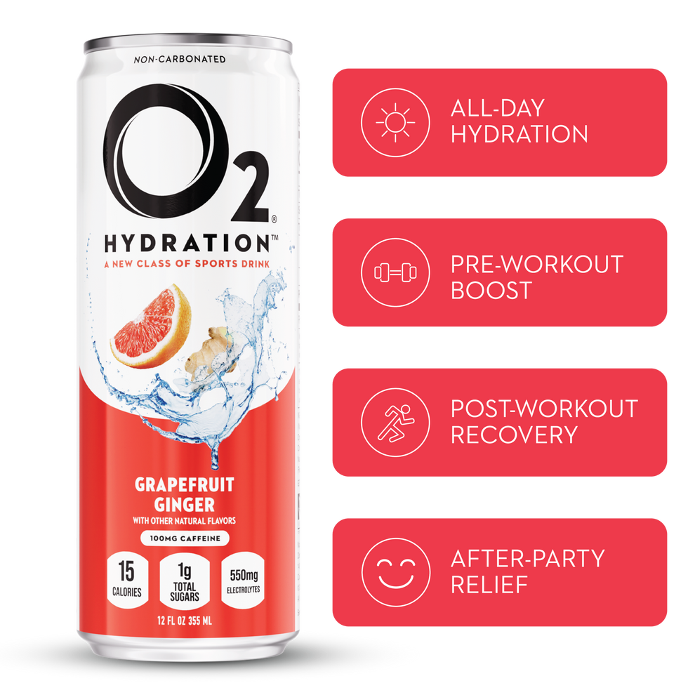 O2 Hydration Grapefruit Ginger 12oz. 1 Count