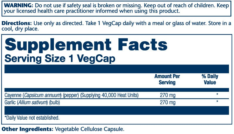 Cayenne Garlic 540mg 100 Count