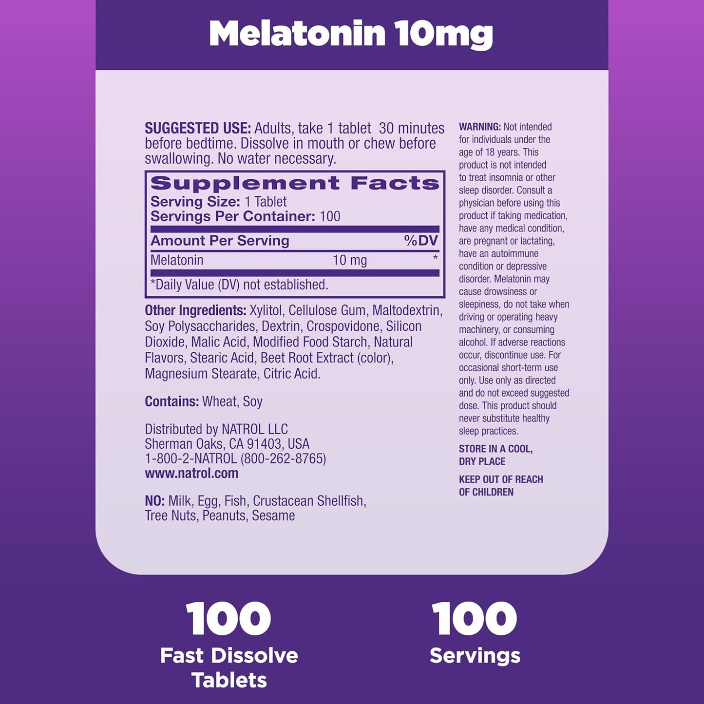 Melatonin 10mg 100 Count