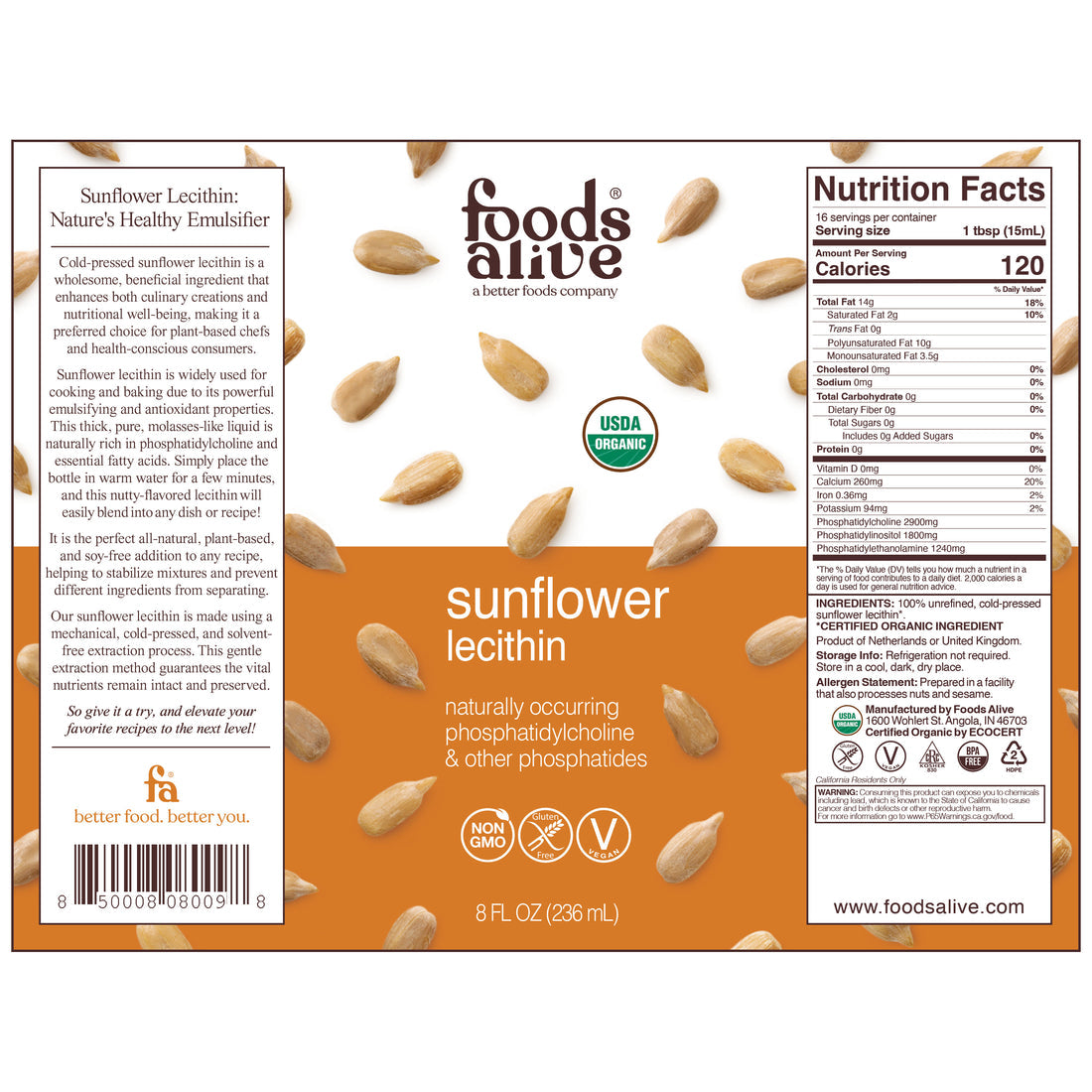 Sunflower Lecithin 8oz.