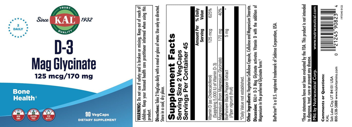 Vitamin D3 Mag Glycinate 90 Count