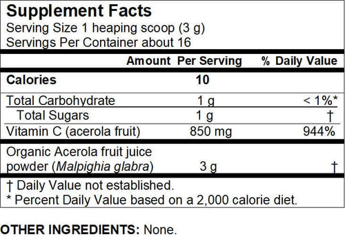 Acerola Natural Vitamin C Powder 1.7oz.