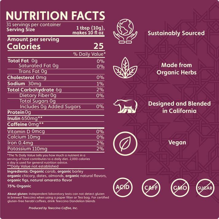 Chicory Herbal 'Coffee' Almond Amaretto 11oz.