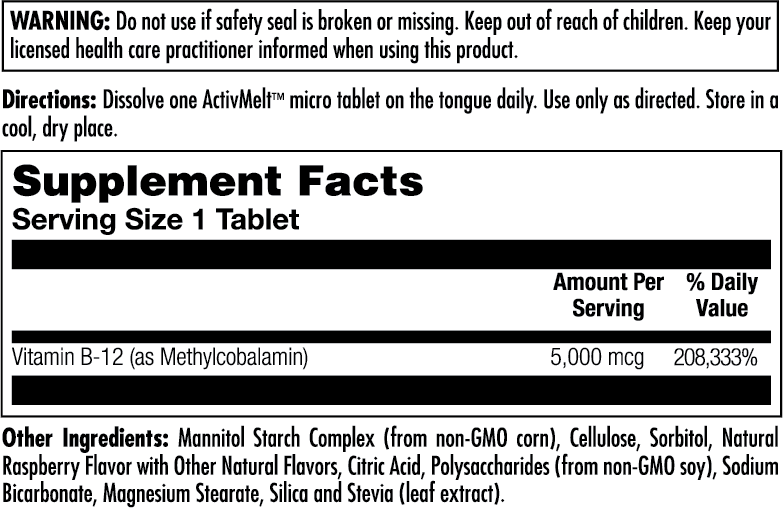 Vitamin B12 Activmelt  5000mcg 90 Count
