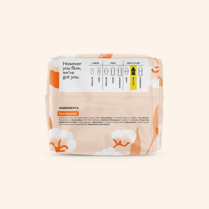 100% Organic Cotton Cover Heavy Flow Daytime 16 Count
