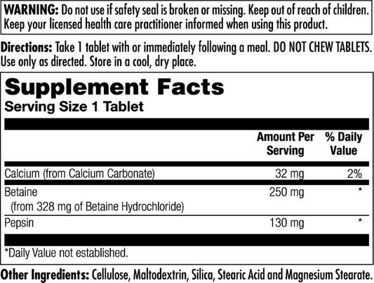 Betaine HCl 250 count