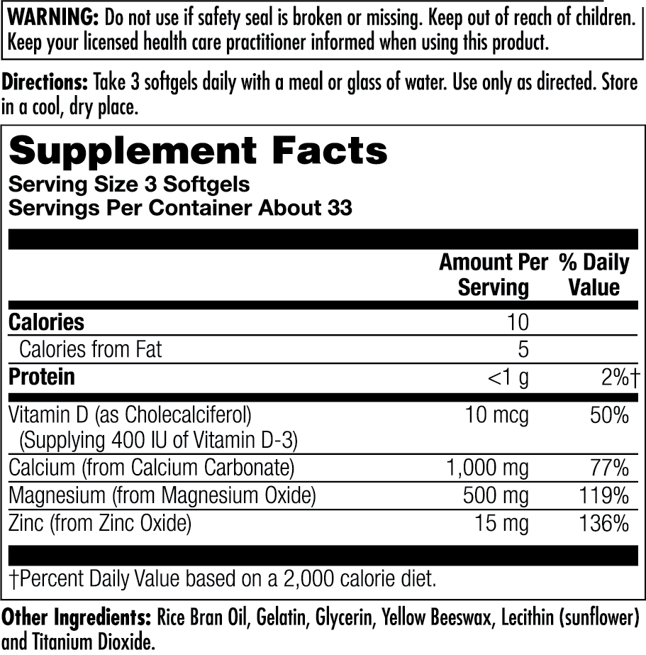 Calcium +(Magnesium Zinc D-3) 200 Count