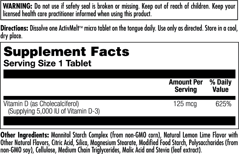 Vitamin D3 ActivMelt 125mcg 90 Count