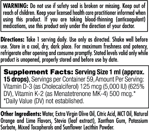 Vitamin D3 K2 DropIns 2oz.