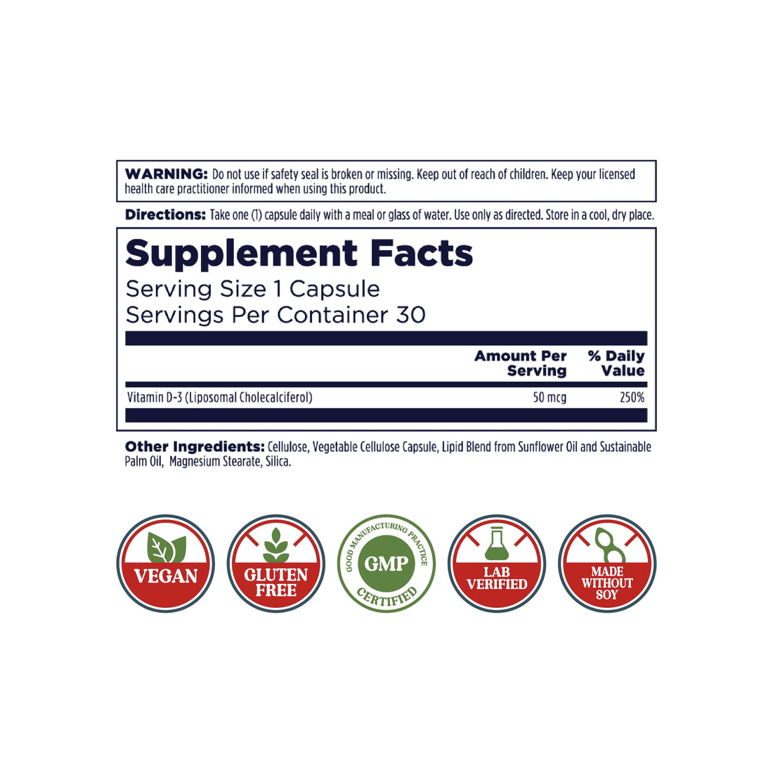 Liposomal Vitamin D3 50mcg 30 Count