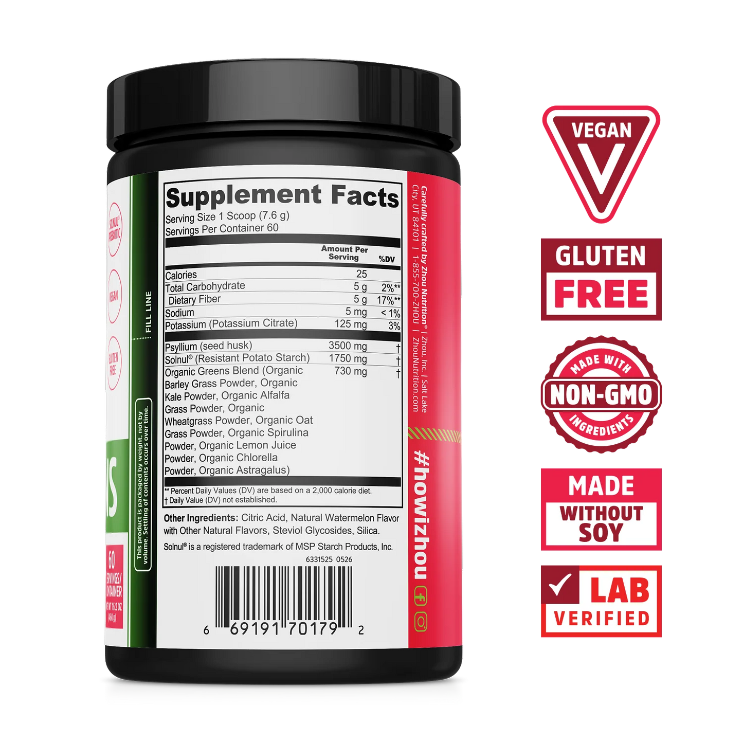 Fiber + Greens Powder Watermelon 60 Servings