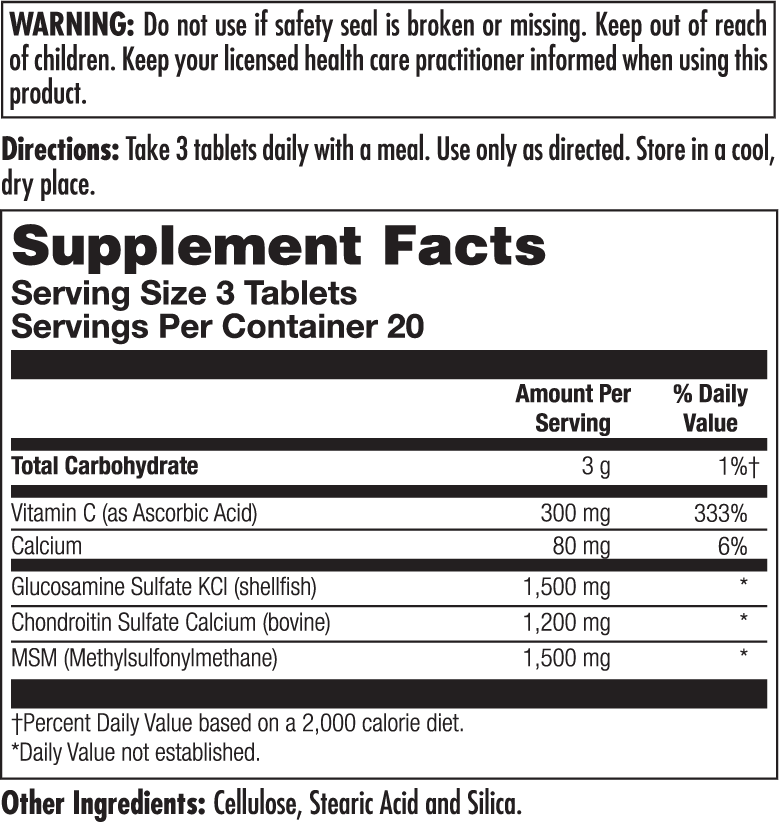 Glucosamine Chondroitin + MSM 60 Count