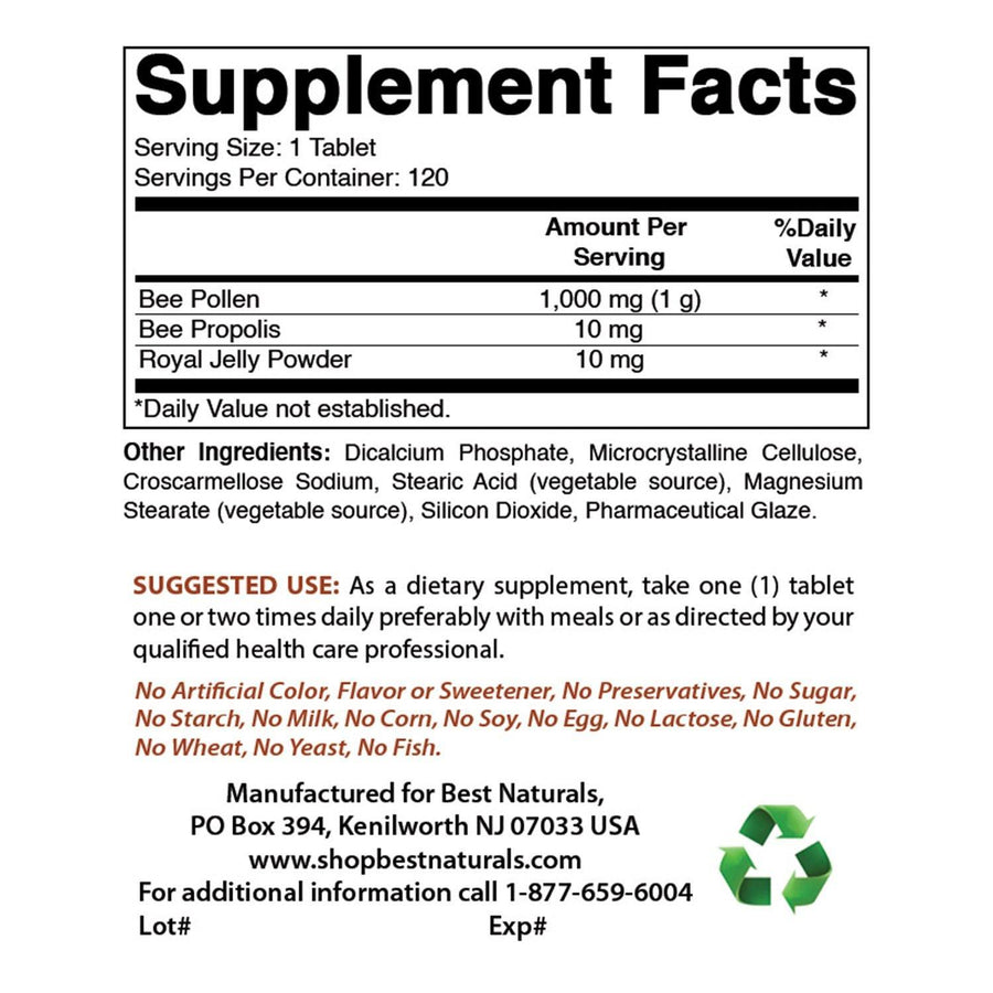 Bee Pollen Complex 1000 mg 120 Count
