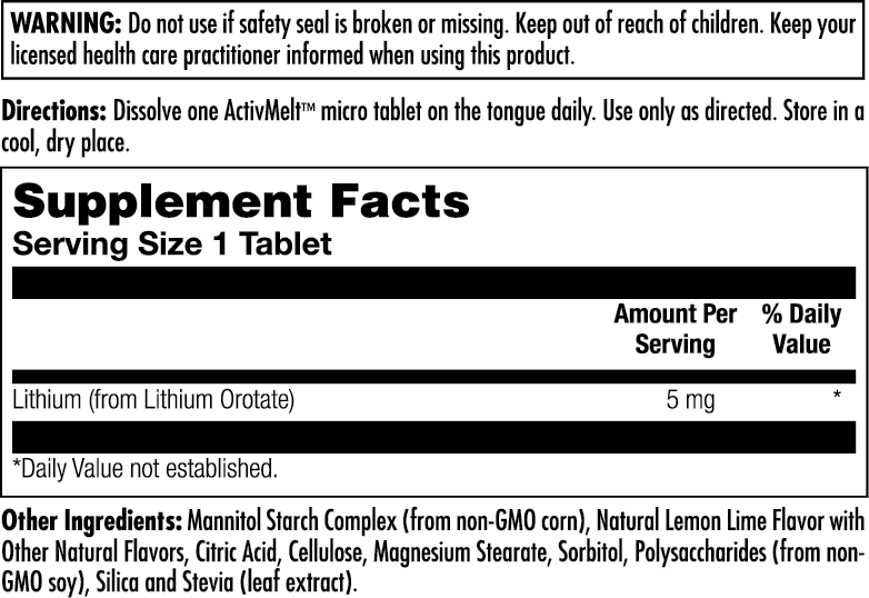 Lithium Orotate ActivMelt 5mg 90 Count