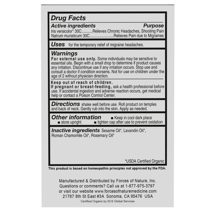 Organic Migraine Pain Management Roll On 4ml.