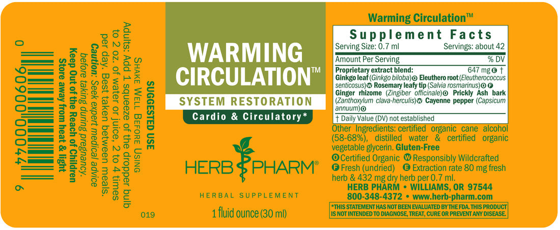 Warming Circulation Tincture 1oz.