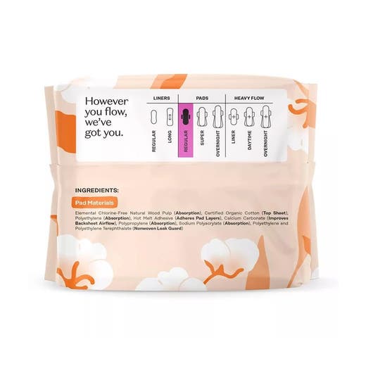 Organic Cotton Cover Regular Pads 20 Count
