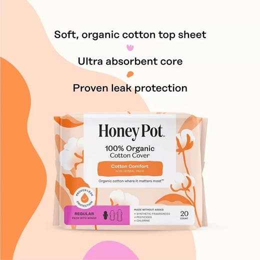 Organic Cotton Cover Regular Pads 20 Count