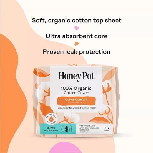 Organic Cotton Cover Super Pads 16 Count