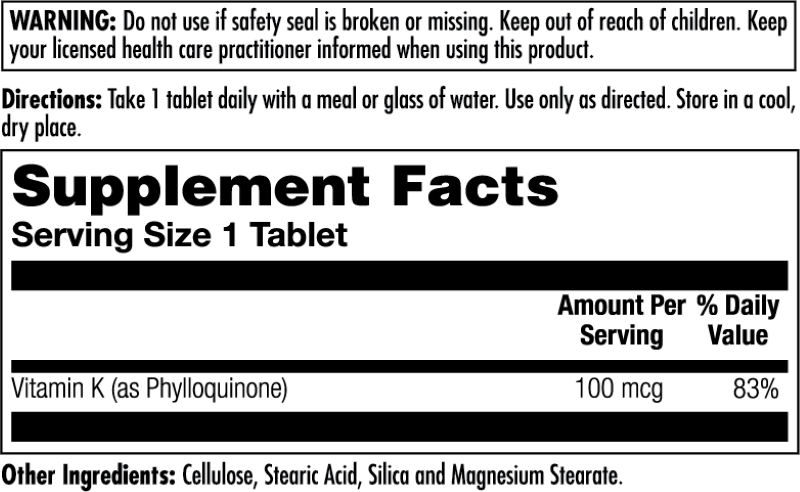 Vitamin K1 100 Count