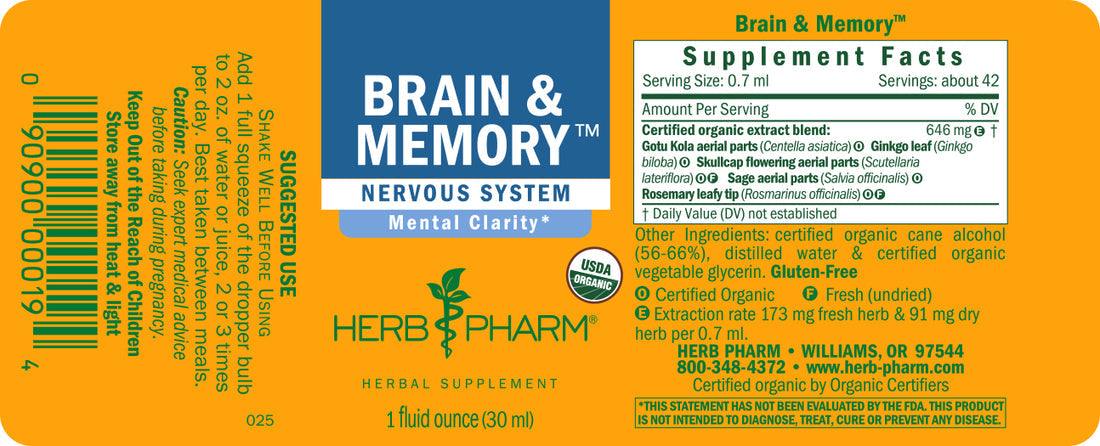 Brain + Memory Tincture 1oz.