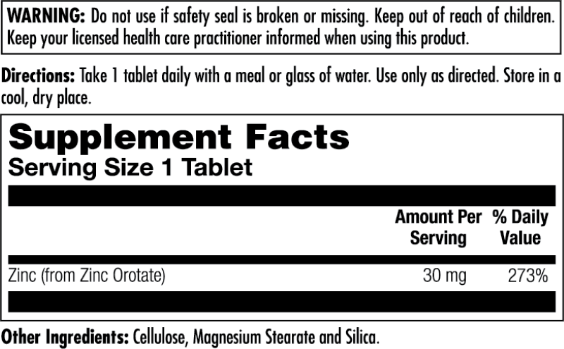 Zinc Orotate Sustained Release 90 Count