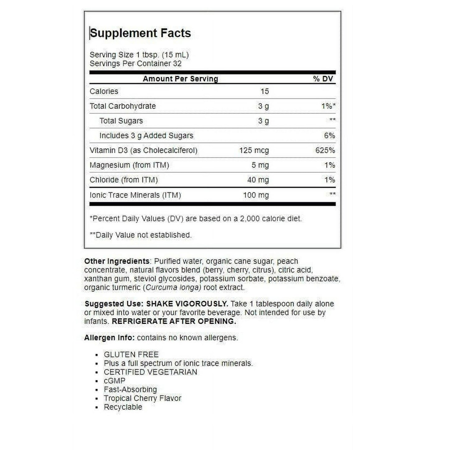 Liquid Vitamin D3 5000 IU Vegetarian Cherry