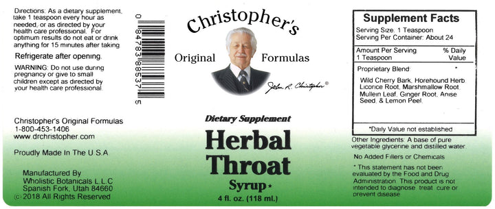 Herbal Throat Syrup 4oz.
