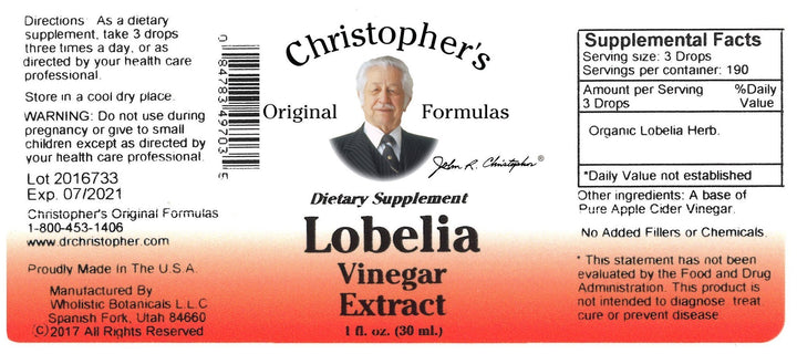Lobelia Vinegar Extract Tincture 1oz.