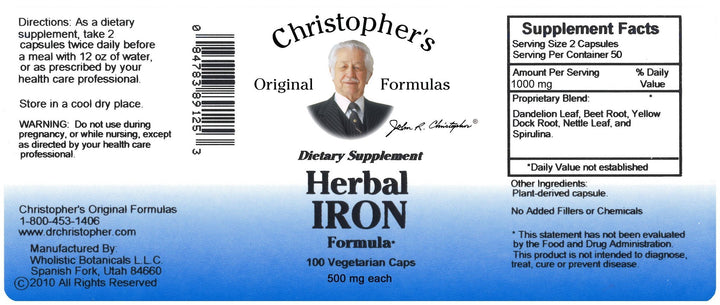 Herbal Iron Formula 100 Count