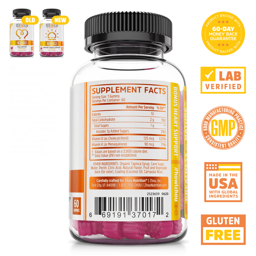 Vitamins K2 + D3 Gummies 60 Count