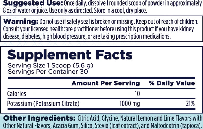Potassium Powder Lemon Lime  5.9oz.