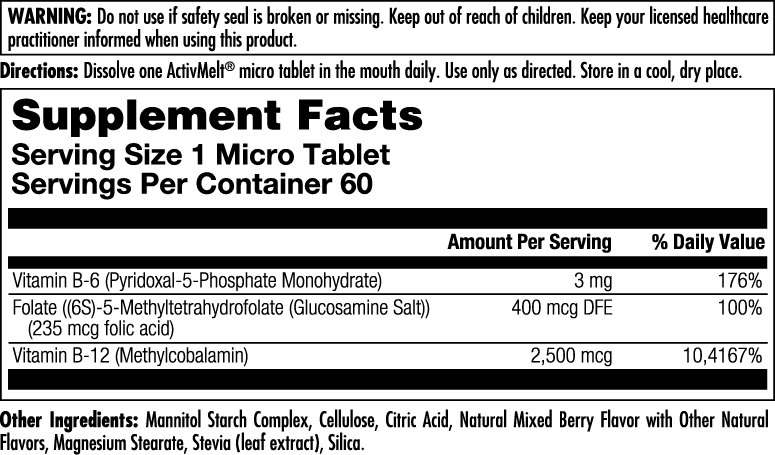 B-6 B-12 Methyl Folate Mixed Berry 60 count