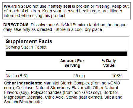 Niacin 25mg Activmelt 200 Count