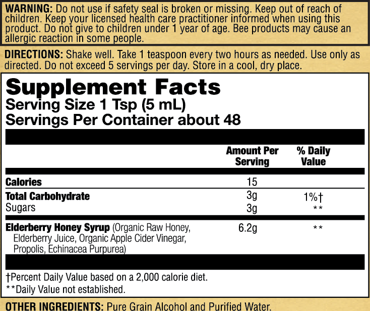 Elderberry Honey Syrup 8oz.