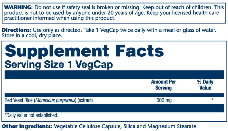Red Yeast Rice 600mg 120 Count