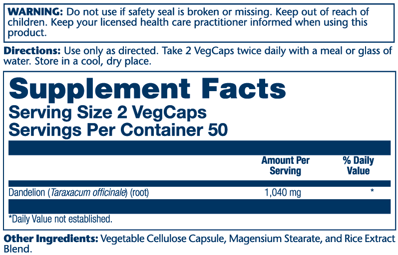 Dandelion Root 1040mg 100 Count